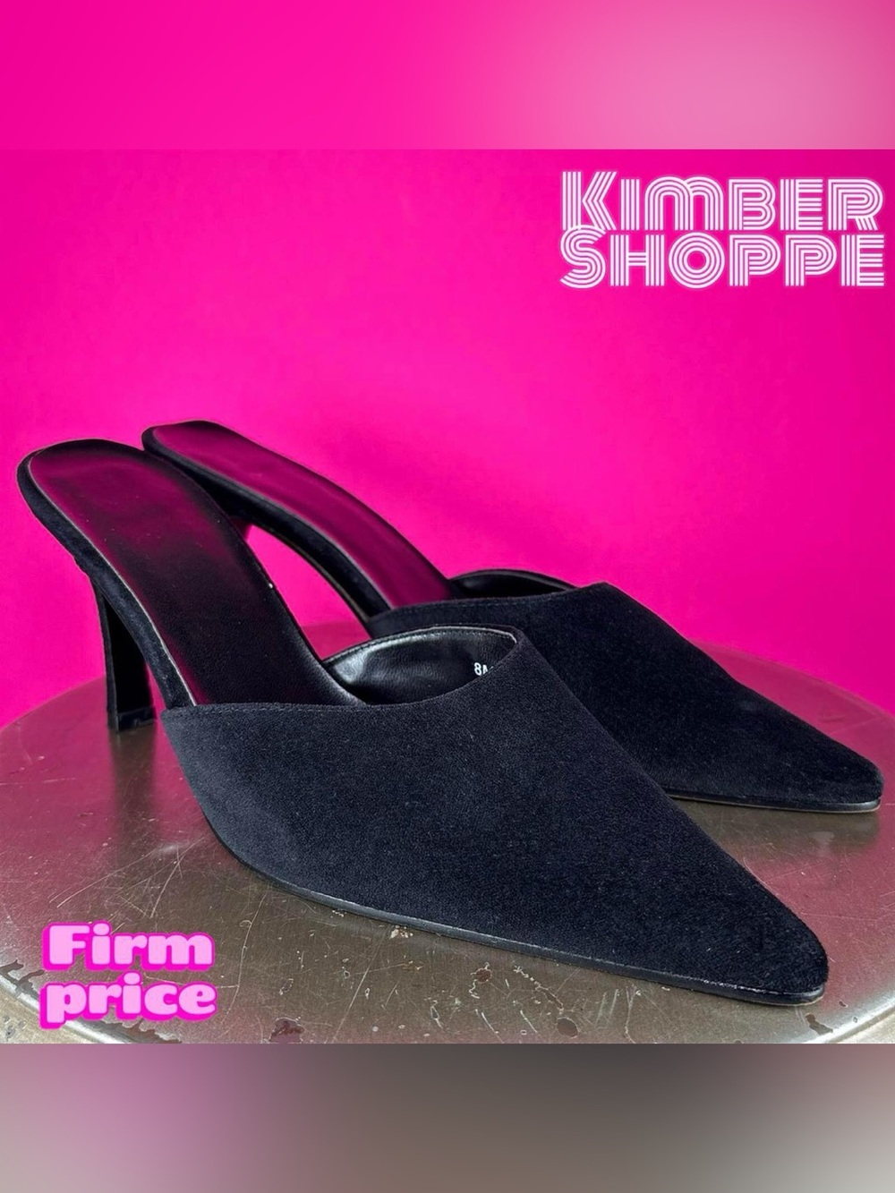 Newport News Black Velvet Heeled Mule US 8 UK 5.5